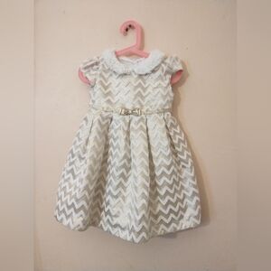 Jona Michelle Little Lady Gold & White Size 3T Adorable Chevron Patterned Dress